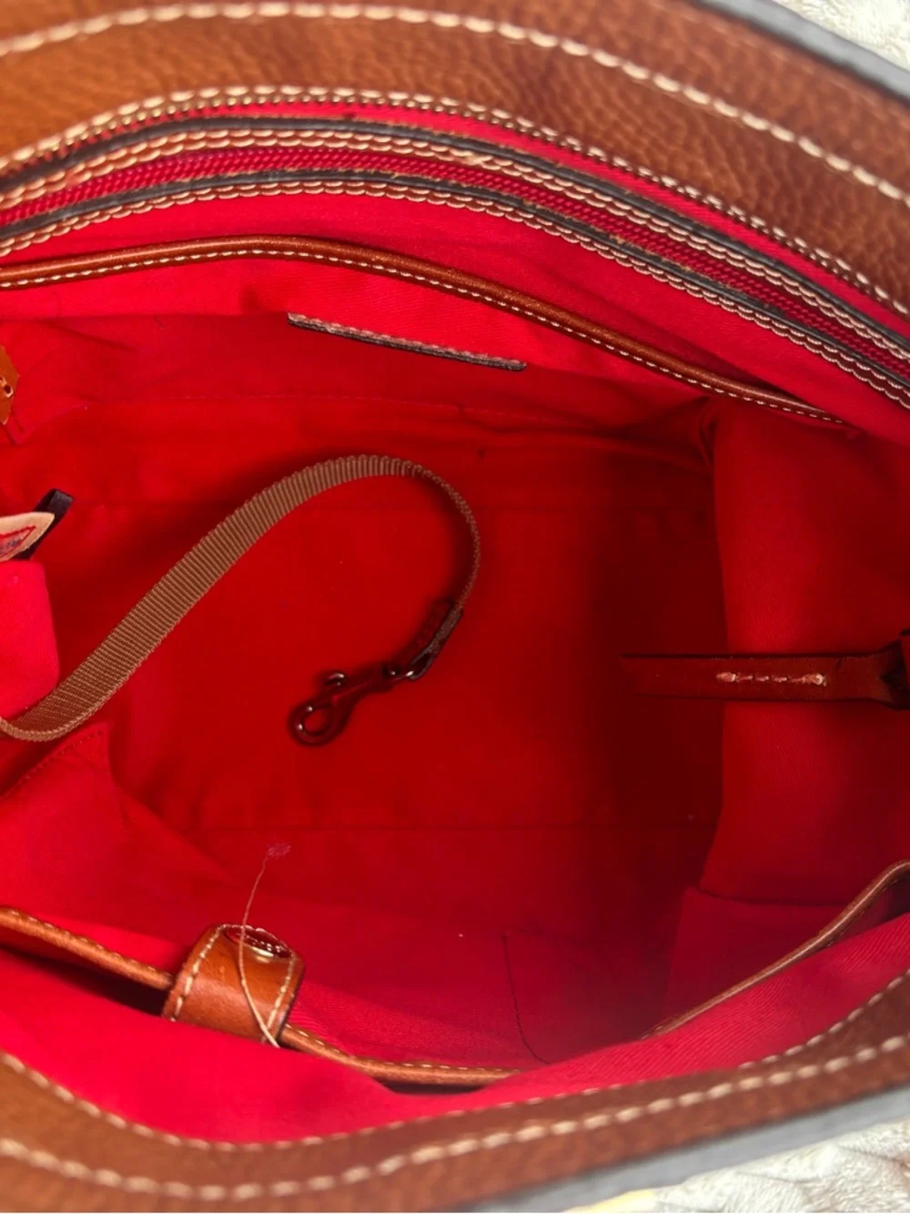 Dooney & Bourke Brown Pebbled Leather Tote Bag Shoulder Handles